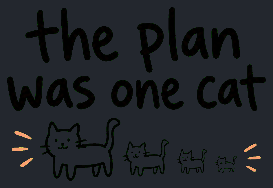 Close-up of the The Plan Was One Cat artwork