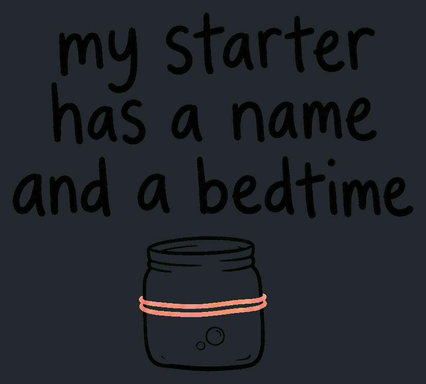 Close-up of the My Starter Has a Name and a Bedtime artwork