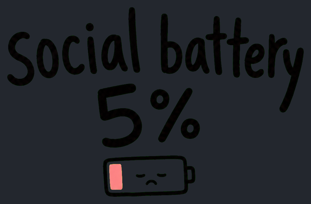 Close-up of the Social Battery 5% artwork